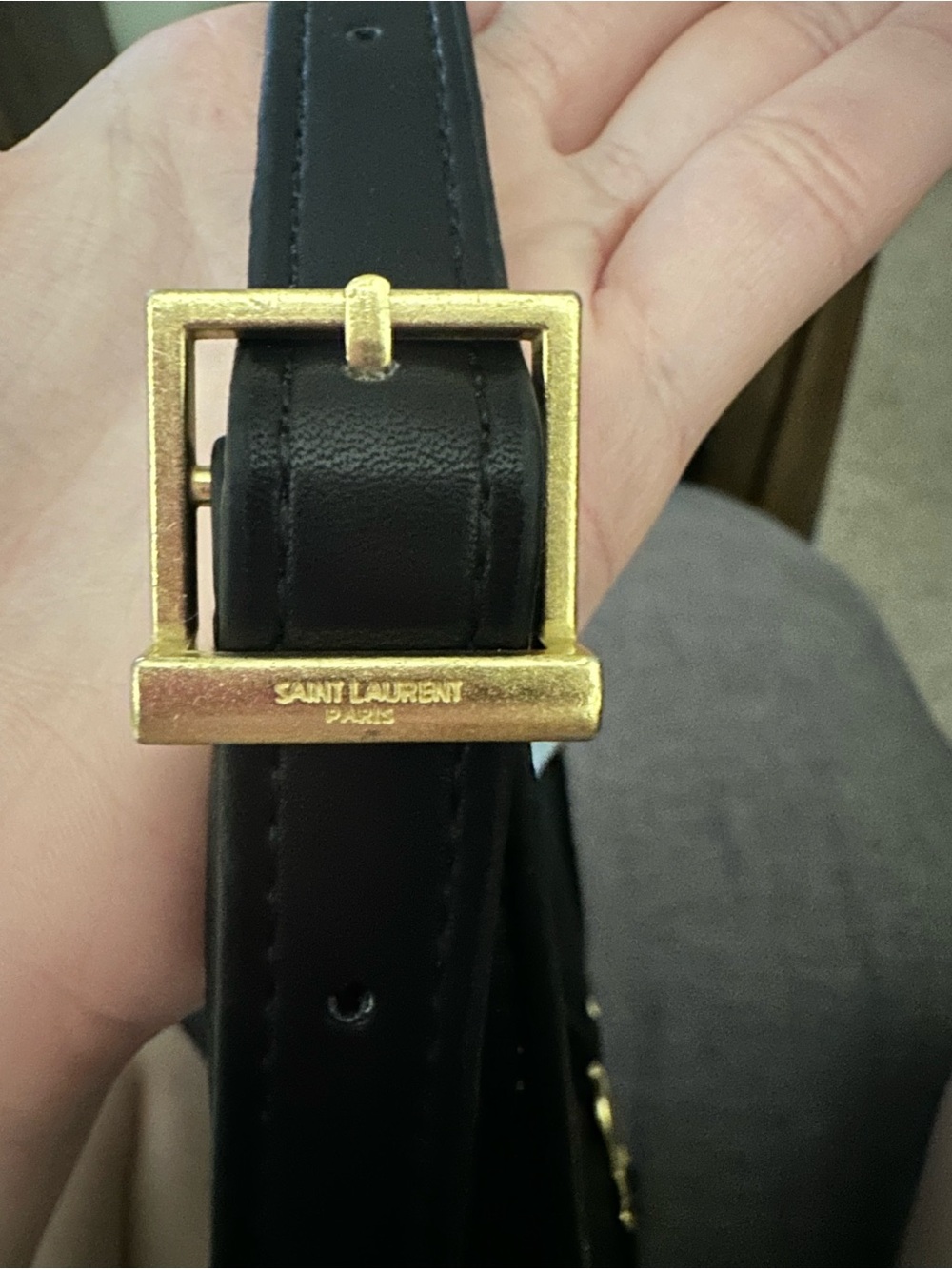 Saint Laurent Black Leather Shoulder Bag with Gold YSL Hardware - Picture 2 of 2